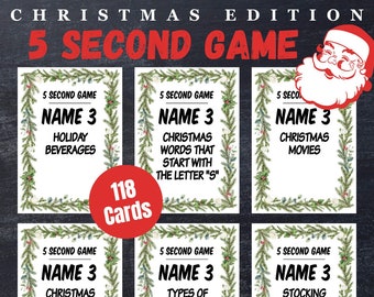 Christmas 5 Second Game | Digital Download Game | Printable Christmas Party Game | Adults Family Kids | Christmas Trivia 2315