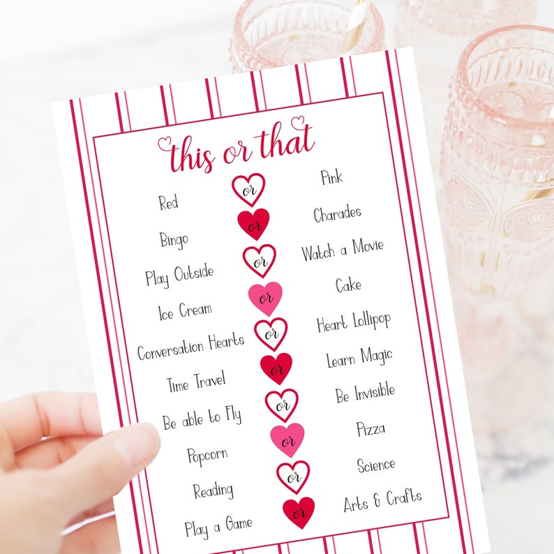 Valentine's Day Zoom or Class Party Game This or That Etsy