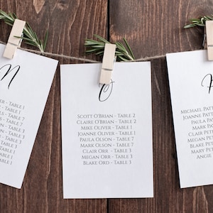 Wedding Seating Table Cards Alphabetical, Poster, Elegant Calligraphy Display 100% Editable Template, Corjl PPW0550 Grace