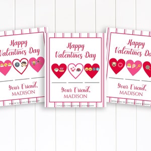 Emoji Valentijnsdagkaarten, Kinderen Valentijn Puzzelkaart, Gepersonaliseerd, Afdrukbaar bewerkbaar, Emoji Pictionary Puzzel VALENTINE PPH21-3