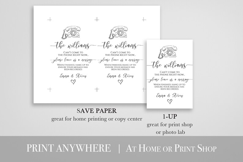 Audio Guest Book Sign Template Phone Message Guestbook Leave Etsy
