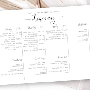 Event Itinerary Timeline Handout, Printable Schedule, Weddings, Family Reunion, Special Events, Landscape PPW0550 Grace