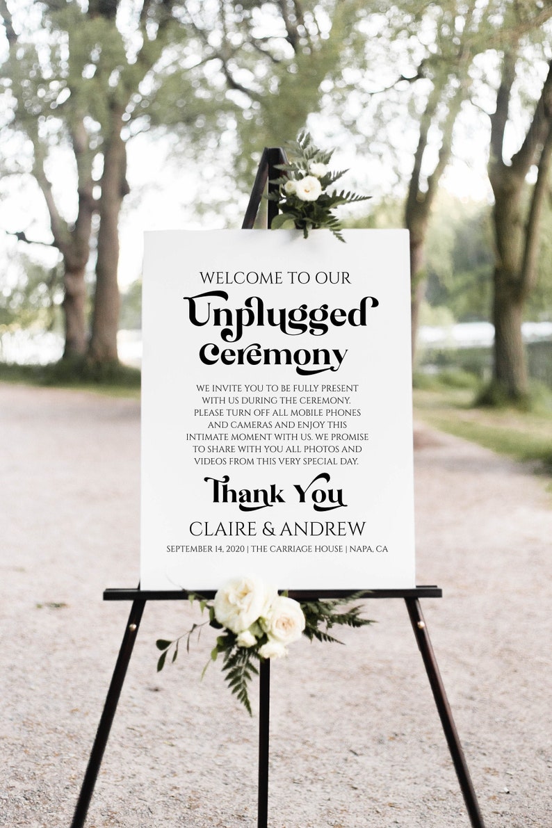 Unplugged Wedding Ceremony Sign Template, Wedding Welcome Sign, Editable Large Display Sign PPW74 image 2