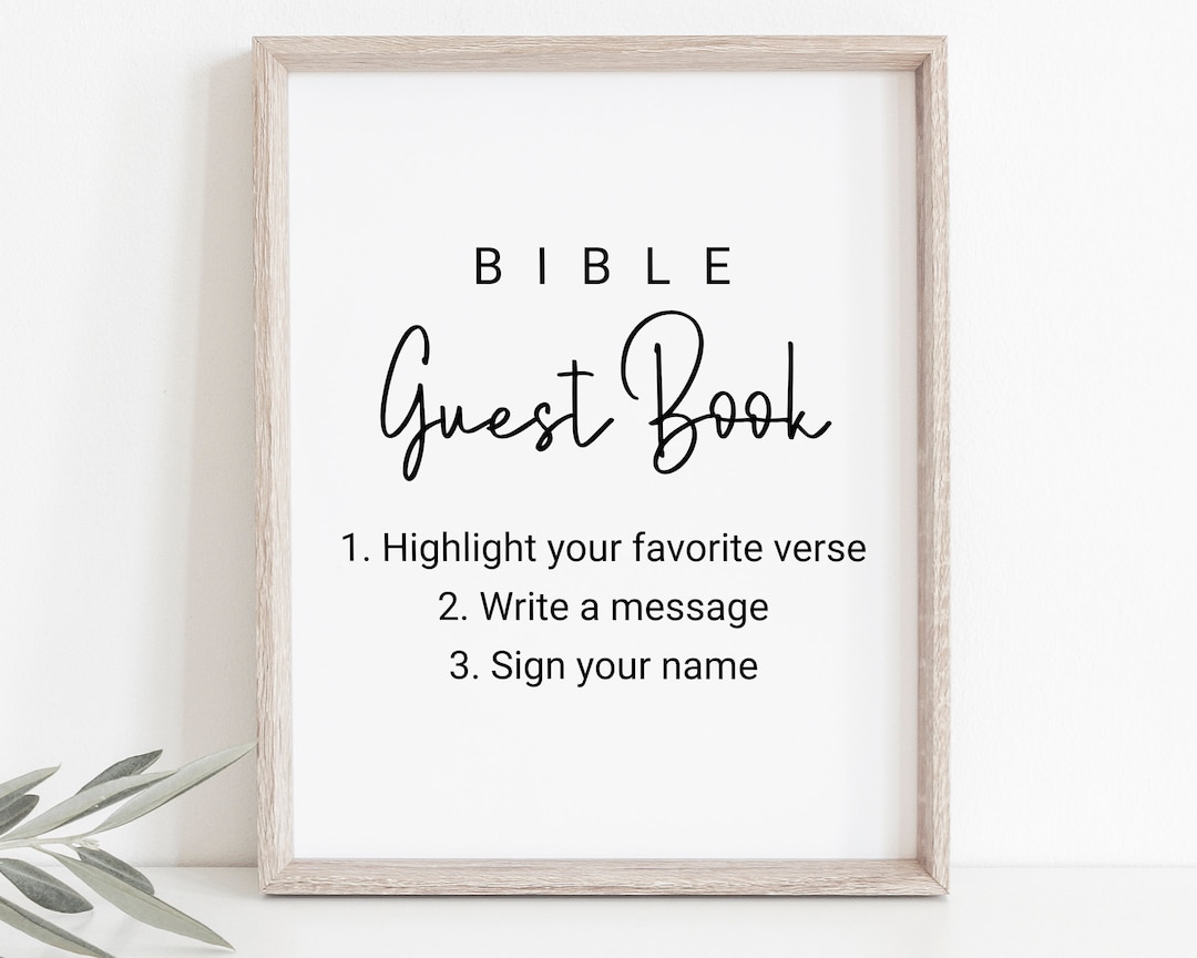 Bible Guest Book Sign Sign Our Guest Book Template Editable Etsy