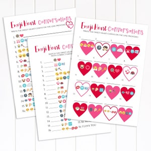 Valentine Party Game, Emoji Pictionary, Zoom School Party, Valentine's Day Activity, Conversation Heart Candy Puzzles, VALENTINE PPH21-2