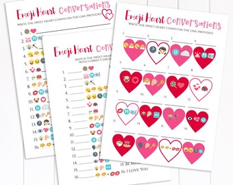 Valentine Party Game, Emoji Pictionary, Zoom School Party, Valentine's Day Activity, Conversation Heart Candy Puzzles, VALENTINE PPH21-2