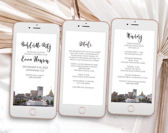 Georgia Electronic Invitation Template, Evite, Hen Party, Bridal Shower, Details, Itinerary PPW34 SAVANNAH