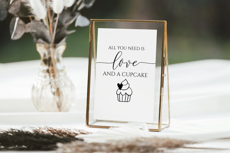 Love and Cupcake Sign Template Wedding Love Sign Bridal - Etsy