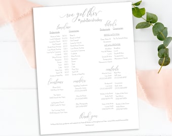 Wedding Party Timeline, Printable Wedding Day Schedule, Groomsmen Itinerary, Bridesmaid Agenda, Printable Editable PPW0560