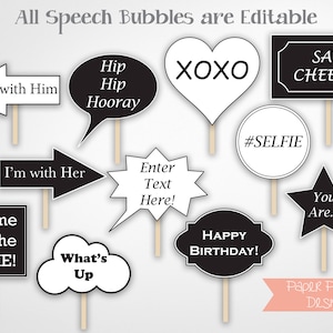 Photo Booth Requisiten, Sprechblasen Requisiten, bearbeitbare Requisiten, Sofortiger Download PDF