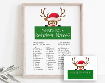 What's Your Reindeer Name Game, Holiday Activity Sign & Card Template, Editable Activity, Reindeer Name Generator Game NOEL-N10 PPC-19