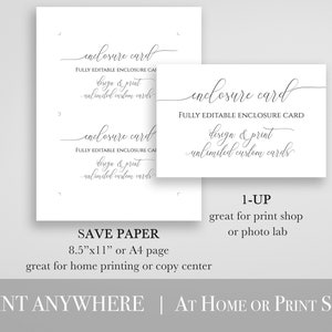 Custom Enclosure Card, Wedding, Bridal or Baby Shower Invitation Details, Simplistic Elegant Font Template Editable PPW0560 image 5