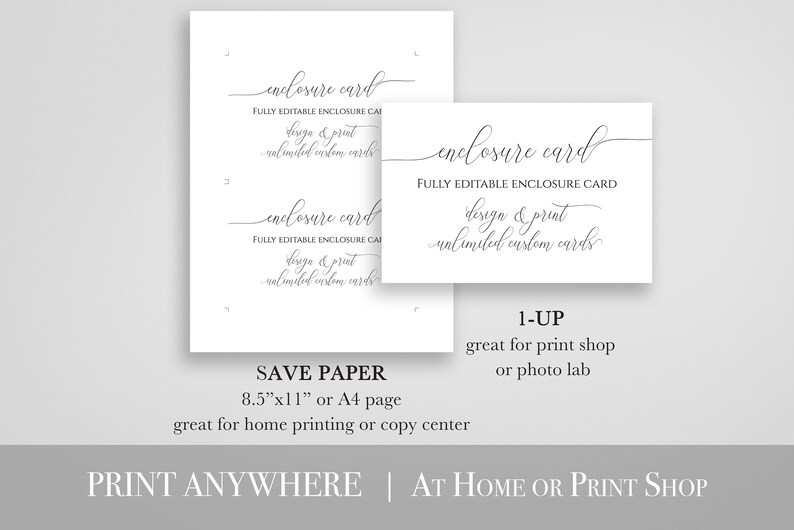 Custom Enclosure Card, Wedding, Bridal or Baby Shower Invitation Details, Simplistic Elegant Font Template Editable PPW0560 image 5