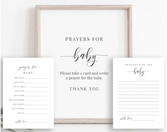 Prayers for Baby Card & Sign: Minimalist Baby Shower (Printable PDF) PPB551 ELLE