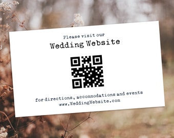 Wedding Website QR Code Card Template, Minimalist Wedding Template, Retro Typewriter Text Enclosure Card, Instant Download PPW330 TYPEWRITER