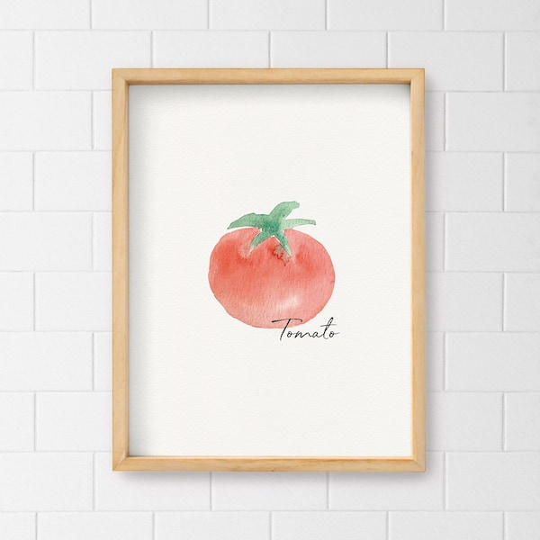 Tomato Wall Art, Veggie Print, Fruit Print, Kitchen Decor, Watercolor tomato, Home decor, Red, Tomate, Fresh food print, Healthy eating