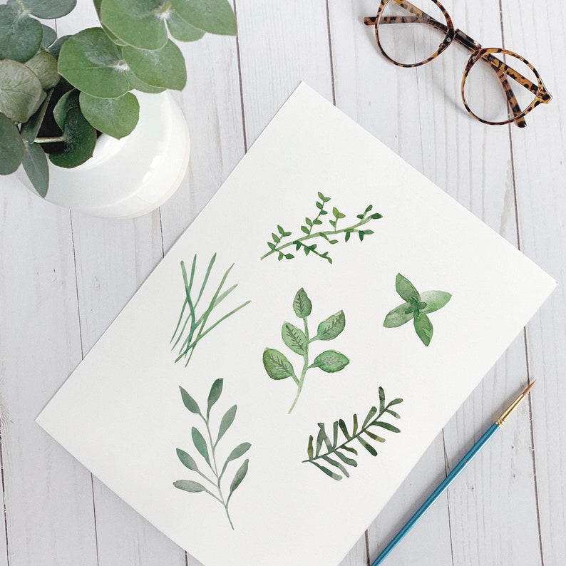 Herbs Wall Art, Herbal Print, Kitchen Decor, Watercolor Herbs, Home