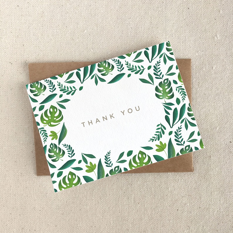Gift for Mom Tropical Thank You Cards Thank You Notecards Special Thank You Cards Thank-you Cards Thank You Cards And Envelopes Leaves