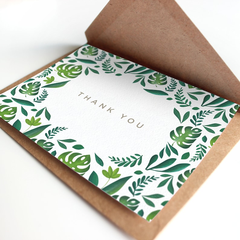 Gift for Mom Tropical Thank You Cards Thank You Notecards Special Thank You Cards Thank-you Cards Thank You Cards And Envelopes Leaves