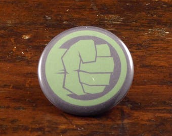 Hulk symbol - Incredible Hulk inspired 2.25" pinback button/badge, ornament or magnet