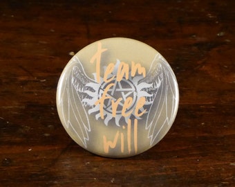 Team Free Will - Supernatural inspired 2.25" pinback button/badge, ornament or magnet
