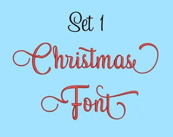 5 Size Christmas Font Embroidery Fonts  Set 1  8 Formats Embroidery Pattern Machine Embroidery Fonts PES
