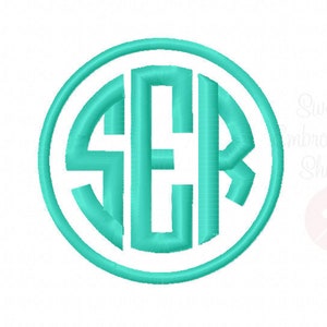 May include: A turquoise blue monogram with the letters "SER" in a circle. The letters are outlined in white.