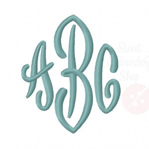 May include: A monogram design featuring the letters A, B, and C in a stylized script font. The letters are in a light blue color and are arranged in a diamond shape.