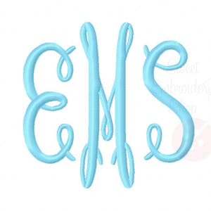 May include: A monogram with the letters E, M, and S in a light blue color. The letters are stylized with a cursive font and are connected to each other.