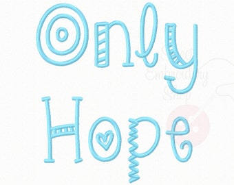 7 Sizes Only Hope Font Embroidery Fonts BX 9 Formats Embroidery Pattern Machine BX Embroidery Fonts PES
