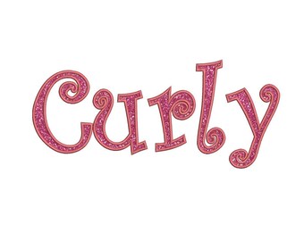 9 Size Curly applique Font Embroidery Fonts Applique Font BX 9 Formats Embroidery Pattern Machine BX Embroidery Fonts PES