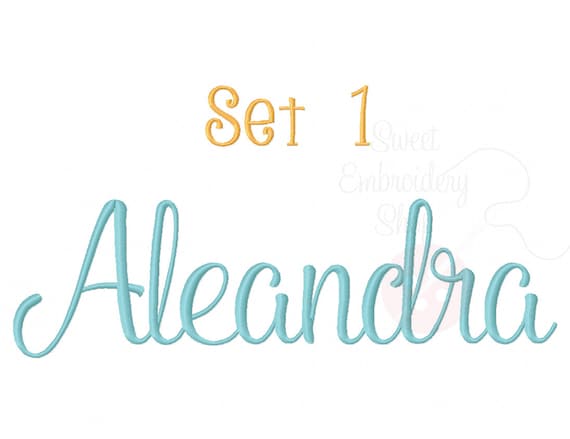 5 Size Aleandra Script Font Embroidery Fonts BX Set1  9 Formats Embroidery Pattern Machine BX Embroidery Fonts PES