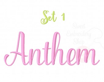 5 Size Anthem Font Embroidery Fonts BX Set 1 9 Formats Embroidery Pattern Machine BX Embroidery Fonts PES