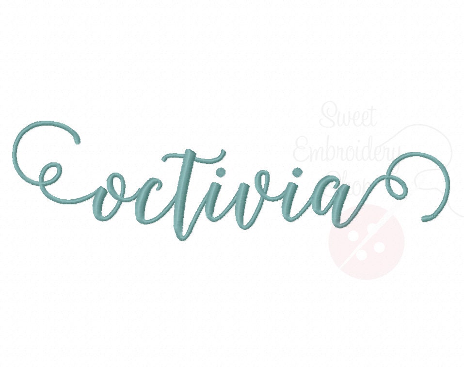 Octorya Script Font 3 Sizes Octivia Script Font Embroidery Fonts BX 9 Formats Embroidery ...