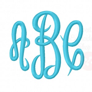 May include: A monogram design with the letters A, B, and C in a cursive font. The letters are a light blue color and are intertwined.