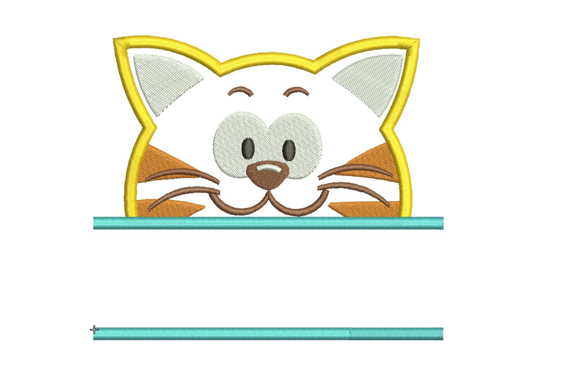 Cat Applique Design 5 Sizes Included.machine Embroidery Design. Cat ...