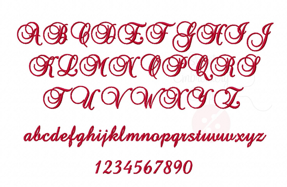 3 Size Brock Script Font Embroidery Fonts BX 9 Formats Embroidery ...