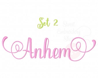 5 Size Anthem Font Embroidery Fonts BX Set 2  9 Formats Embroidery Pattern Machine BX Embroidery Fonts PES