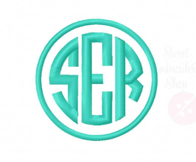 6 Size Circle Monogram Embroidery Fonts BX 9 Formats Etsy