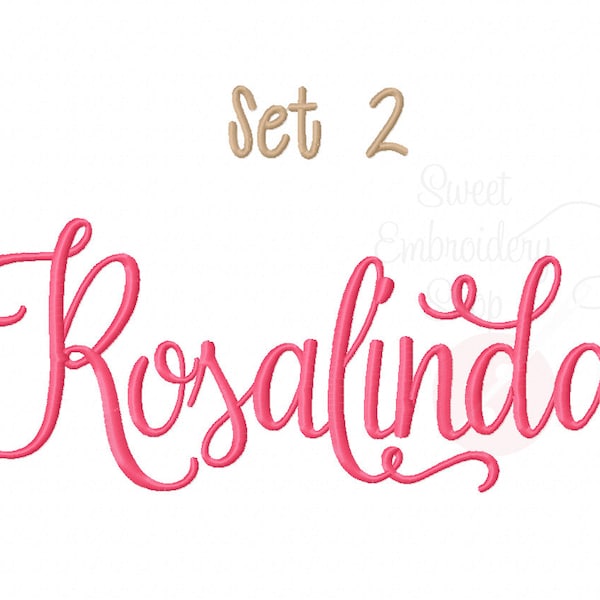 5 Sizes Rosalinda Font Embroidery Fonts BX Set 2  9 Formats Embroidery Pattern Machine BX Embroidery Fonts PES