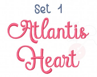 5 Size Atlantis Heart Font Set1 Embroidery Fonts BX  9 Formats Embroidery Pattern Machine BX Embroidery Fonts PES