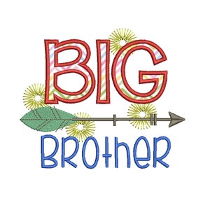 Big Brother Embroidery design 4x4 5x7 6x10 Embroidery designs,Applique designs, Brother shirts, new baby embroidery,8 File Fomats