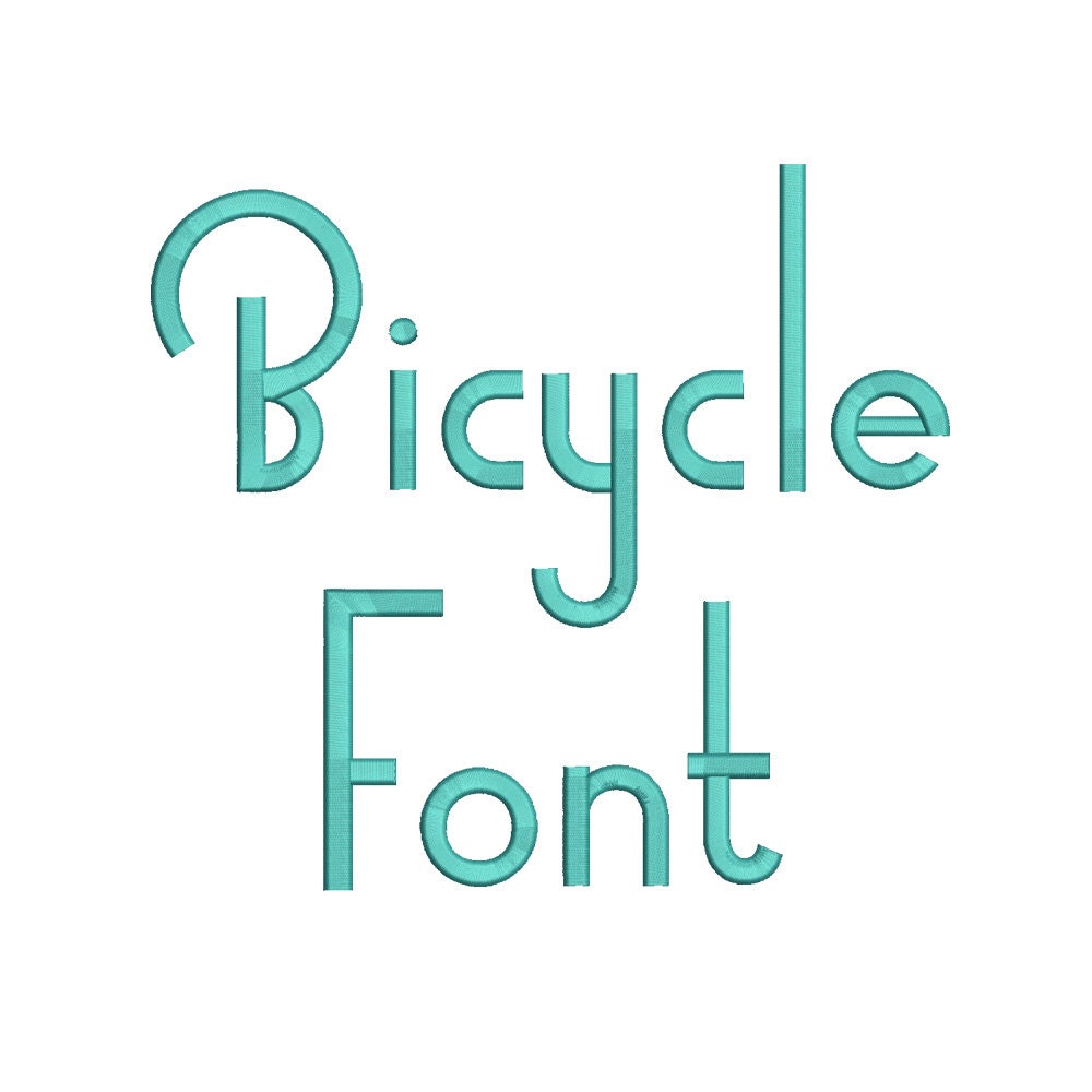 5 Size Bicycle Font Embroidery Fonts 9 Formats Embroidery Etsy