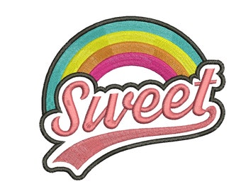 Sweet  embroidery 5 sizes rainbow embroidery included. Machine embroidery design.  Embroidery design ,PES, Kids Embroidery