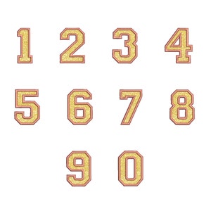 College number Applique Set 0-9 Applique  4 size Birthday Numbers applique Numbers design Embroidery Designs Machine Embroidery Designs PES
