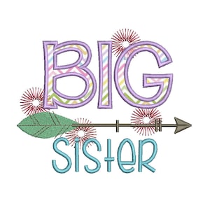 Big Sister Embroidery design 4x4 5x7 6x10 Embroidery designs,Applique designs, Brother shirts, new baby embroidery,8 File Fomats