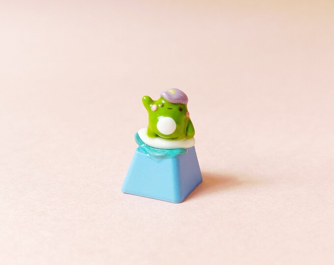 Surfer Frog Artisan Keycap Animal Keycap Artisan Keycaps Handmade Cute