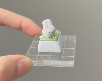 Lucky Bunny Artisan Keycap | Cute Rabbit Keycap (MX Stem)