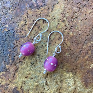Little Bit of Pink - Lampwork Glass Bead Earrings on Silver