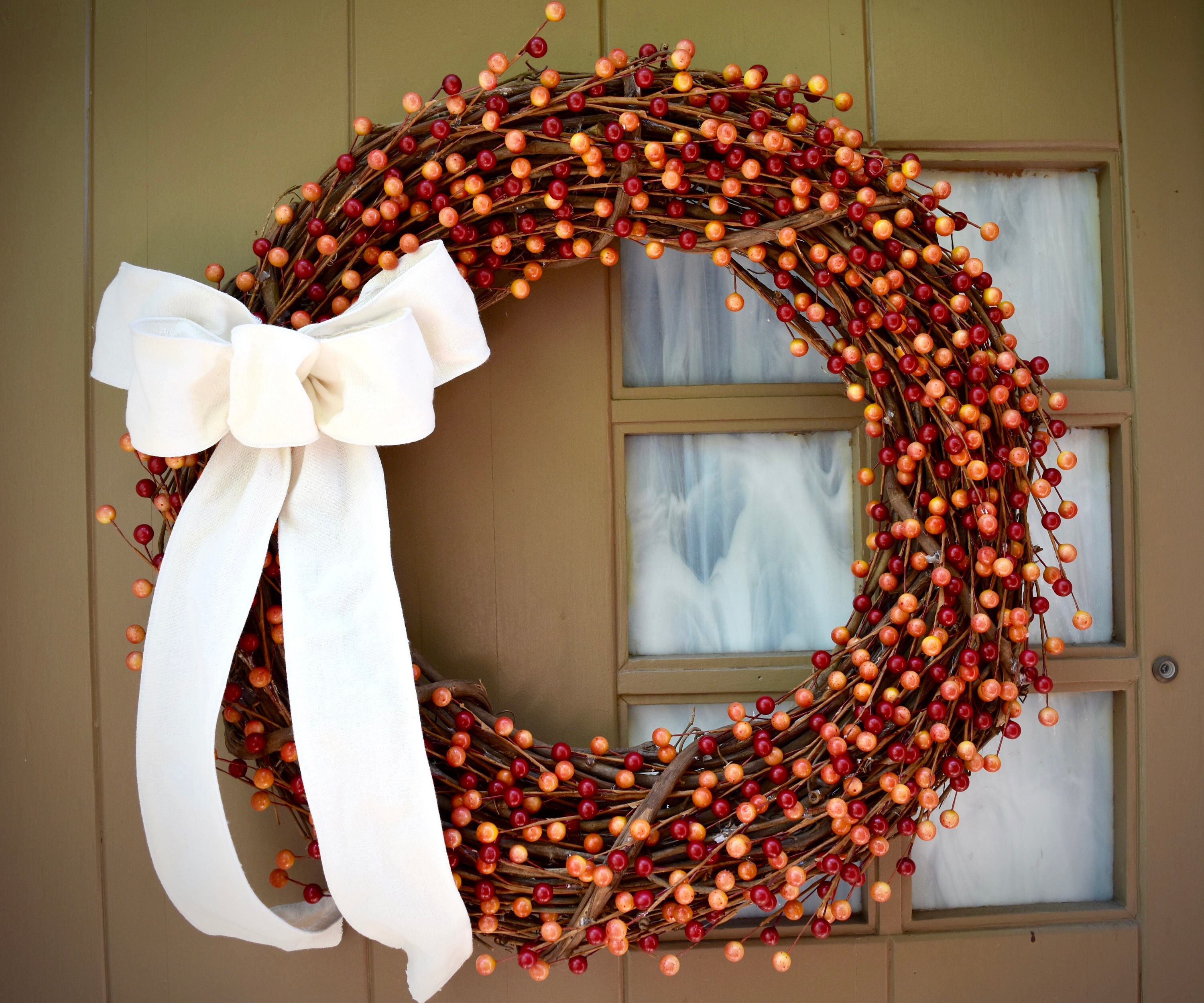 Fall Wreath Orange Berry Wreath Berry Wreath Autumn | Etsy